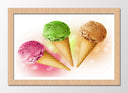 Cuadro enmarcado natural helados de colores, cucurucho, verano