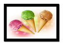 Cuadro enmarcado negro helados de colores, cucurucho, verano