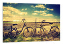 Cuadro paisaje bicicletas, vintage, campo