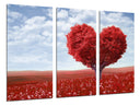 Tríptico Paisaje Pradera Arbol corazon Rojo,naturaleza