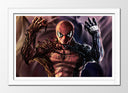 Cuadro enmarcado blanco spiderman, venon, marvel, superheroe, villano
