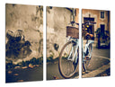 Tríptico bicicleta vintage, antiguo, sepia, ciudad