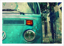 Lámina furgoneta Volkswagen antigua, retro, vintage, azul
