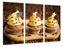 Tríptico pastelitos, cup-cakes, colores marrones, dulce, postre