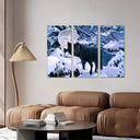 Estancia lobo negro y blanco en la nieve, naturaleza, salvaje, invierno