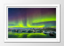 Cuadro enmarcado blanco Aurora Boreal, Cielo Verde,naturaleza