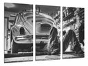 Tríptico coche vintage, escarabajo, Volkswagen, blanco y negro