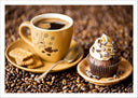Lámina taza de café con pastelito, expreso, desayuno