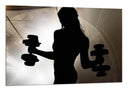 Cuadro silueta mujer con mancuernas, deporte, sombra