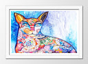 Cuadro enmarcado blanco mandala de gato, abstracto