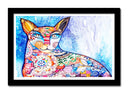 Cuadro enmarcado negro mandala de gato, abstracto