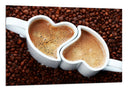 Cuadro tazas de café forma de corazon, expreso, desyauno