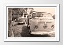 Cuadro enmarcado blanco Furgoneta Volkswagen Vintage Sepia