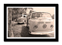 Cuadro enmarcado negro Furgoneta Volkswagen Vintage Sepia
