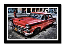 Cuadro enmarcado negro Coche Clasico Rojo en Cuba, Vintage
