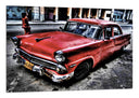 Cuadro Coche Clasico Rojo en Cuba, Vintage