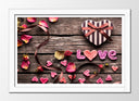 Cuadro enmarcado blanco Amor Vintage, Love, Corazones