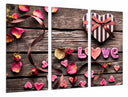 Tríptico Amor Vintage, Love, Corazones