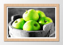 Cuadro enmarcado natural bodegon manzana verde, fruta