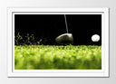 Cuadro enmarcado blanco campo de gol, pelota, palo, noche