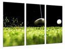 Tríptico campo de gol, pelota, palo, noche