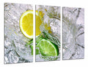 Tríptico lima y limon sobre hielo, refrescante, citrico