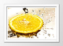 Cuadro enmarcado blanco limon con agua, amarillo, citrico