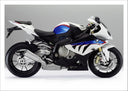 Lámina Moto BMW Blanca y Azul, Carretera