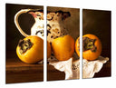 Tríptico bodegon , caquis, fruta