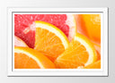 Cuadro enmarcado blanco rodajas de naranja y pomelo, citrico