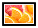 Cuadro enmarcado negro rodajas de naranja y pomelo, citrico