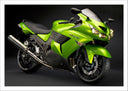 Lámina Moto Kawasaki Verde, Carretera, Motorista