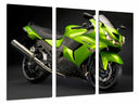 Tríptico Moto Kawasaki Verde, Carretera, Motorista
