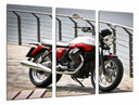 Tríptico Moto Roja, Lago, Motorista, Lago, Guzzi