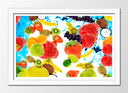 Cuadro enmarcado blanco frutas variadas, multicolor