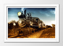 Cuadro enmarcado blanco Locomotora Vintage, Tren Antiguo, Vias