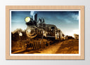 Cuadro enmarcado natural Locomotora Vintage, Tren Antiguo, Vias