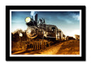 Cuadro enmarcado negro Locomotora Vintage, Tren Antiguo, Vias
