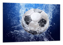 Cuadro imagen balon de futbol, fondo azul marino, agua, deporte