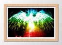 Cuadro enmarcado natural aguila neon, fondo negro, animal, salvaje