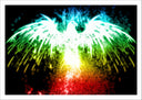 Lámina aguila neon, fondo negro, animal, salvaje