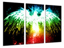 Tríptico aguila neon, fondo negro, animal, salvaje