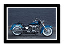 Cuadro enmarcado negro Moto Harley Davidson Azul, Carretera, Motorista
