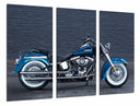 Tríptico Moto Harley Davidson Azul, Carretera, Motorista