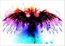 Lámina aguila neon, fondo blanco, animal, salvaje