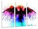Tríptico aguila neon, fondo blanco, animal, salvaje