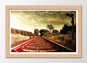 Cuadro enmarcado natural Paisaje Vias Tren vintage en Otono