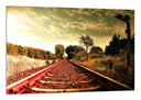Cuadro Paisaje Vias Tren vintage en Otono