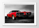 Cuadro enmarcado blanco Coche Deportivo Rojo Carreras Vintage