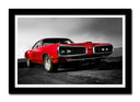 Cuadro enmarcado negro Coche Deportivo Rojo Carreras Vintage